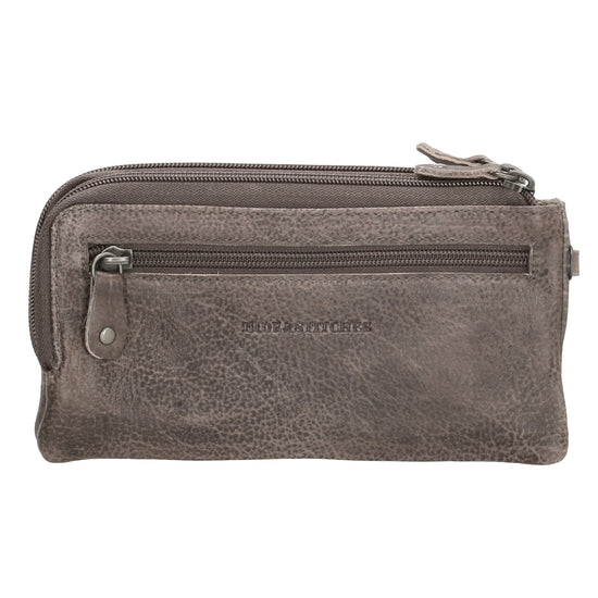 Lederbörse|Handyfähig 18,5x9cm in Taupe mit Reißverschluss und RFID-Schutz - leder-accessoires.com
