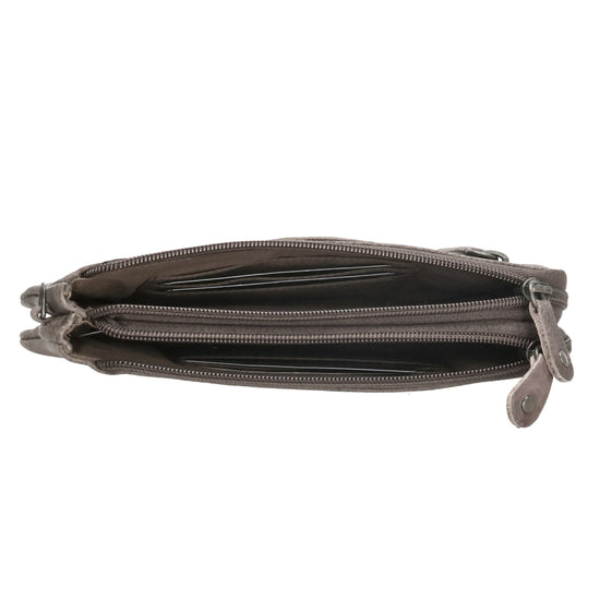 Lederbörse|Handyfähig 18,5x9cm in Taupe mit Reißverschluss und RFID-Schutz - leder-accessoires.com