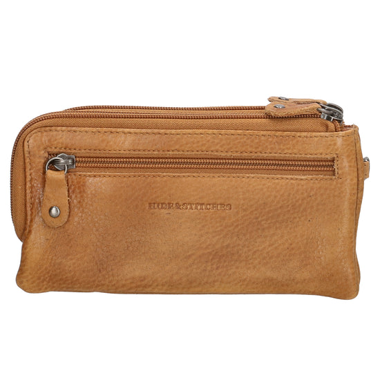 Lederbörse|Handyfähig 18,5x9cm in Ocker|Senfgelb mit Reißverschluss und RFID-Schutz - leder-accessoires.com