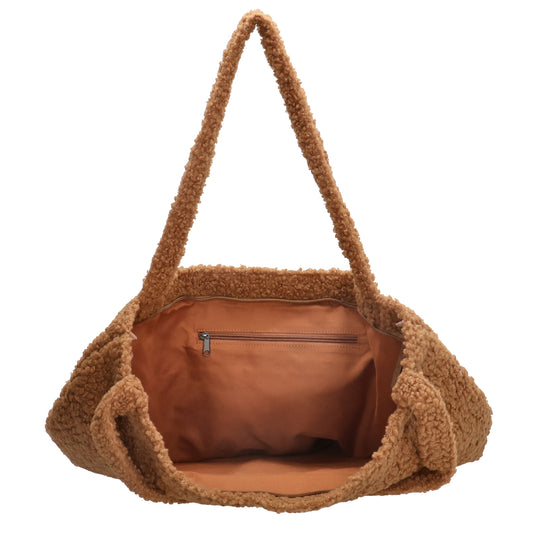 Teddyshopper 60x42cm in Cognac mit Reißverschluss