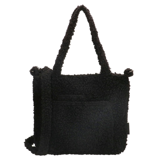 Teddyshopper 29 x 25cm in Schwarz mit Vortasche und Reißverschluss - leder-accessoires.com