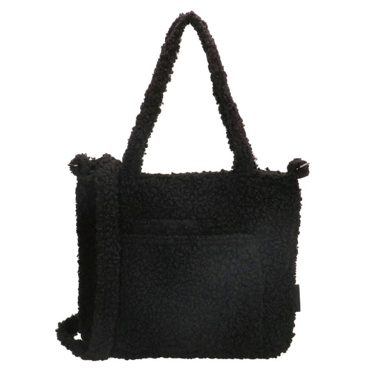 Teddyshopper 29 x 25cm in Schwarz mit Vortasche und Reißverschluss