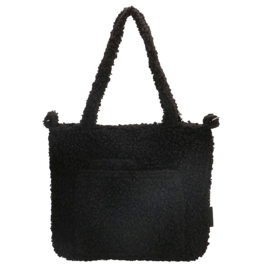 Teddyshopper 29 x 25cm in Schwarz mit Vortasche und Reißverschluss - leder-accessoires.com