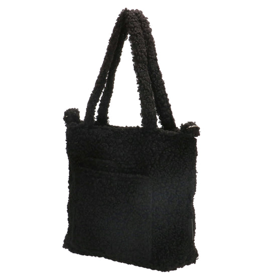 Teddyshopper 29 x 25cm in Schwarz mit Vortasche und Reißverschluss - leder-accessoires.com