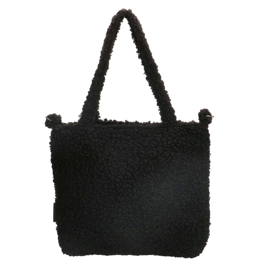 Teddyshopper 29 x 25cm in Schwarz mit Vortasche und Reißverschluss - leder-accessoires.com