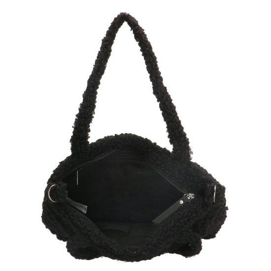 Teddyshopper 29 x 25cm in Schwarz mit Vortasche und Reißverschluss - leder-accessoires.com