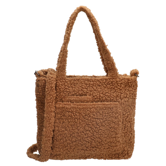 Teddyshopper 29 x 25cm in Braun mit Vortasche und Reißverschluss