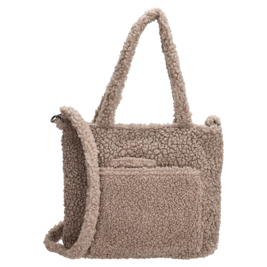 Teddyshopper 29 x 25cm in Taupe mit Vortasche und Reißverschluss - leder-accessoires.com