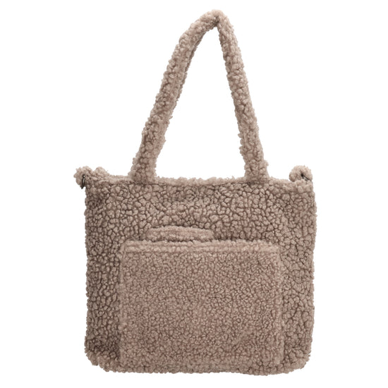 Teddyshopper 29 x 25cm in Taupe mit Vortasche und Reißverschluss - leder-accessoires.com