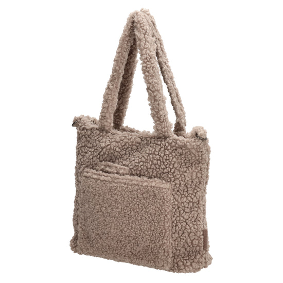 Teddyshopper 29 x 25cm in Taupe mit Vortasche und Reißverschluss - leder-accessoires.com