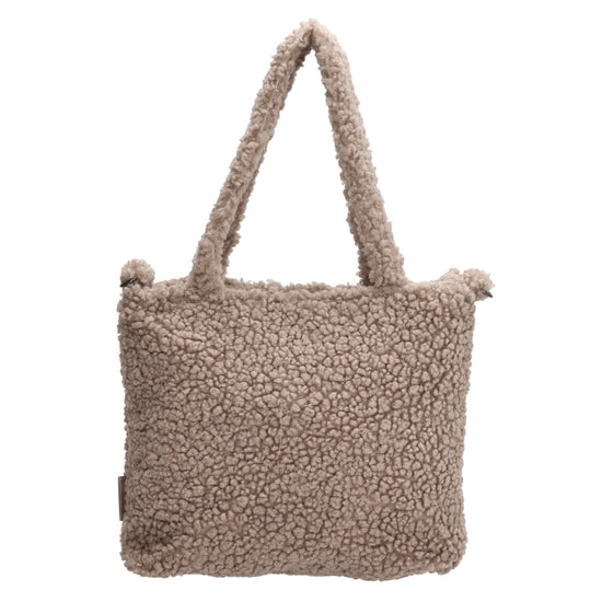 Teddyshopper 29 x 25cm in Taupe mit Vortasche und Reißverschluss - leder-accessoires.com