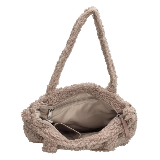 Teddyshopper 29 x 25cm in Taupe mit Vortasche und Reißverschluss