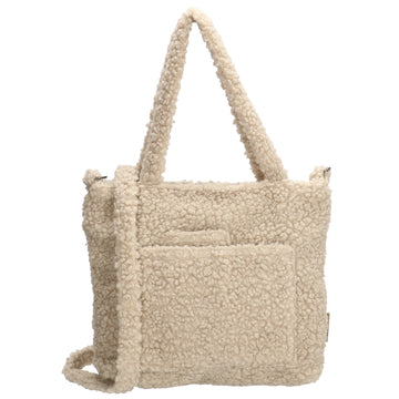 Teddyshopper 29 x 25cm in Beige mit Vortasche und Reißverschluss