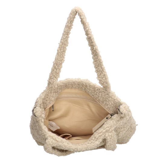 Teddyshopper 29 x 25cm in Beige mit Vortasche und Reißverschluss