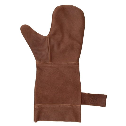 Lederschürze zum Grillen in Braun mit Lederhandschuh und Zange