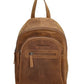 Rucksack aus Leder in Cognac mit Reißverschluss und Vortasche