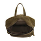 Rucksack aus Leder in Oliv mit Reißverschluss und Vortasche