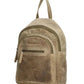 Rucksack aus Leder in Sand| Beige mit Reißverschluss und Vortasche