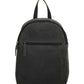 Rucksack aus Leder in Schwarz mit Reißverschluss und Vortasche
