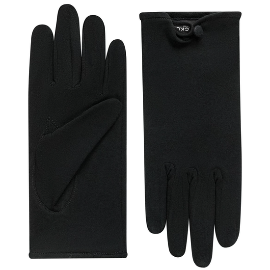 Baumwollhandschuhe Damen mit Knopf in Schwarz von Röckl - leder-accessoires.com