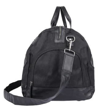Reisetasche|Rucksack in Schwarz aus Leder und Canvas - leder-accessoires.com