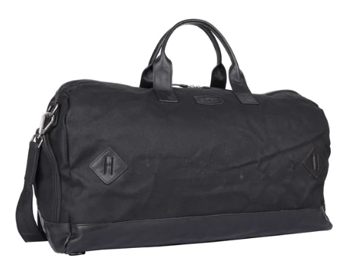 Reisetasche|Rucksack in Schwarz aus Leder und Canvas - leder-accessoires.com