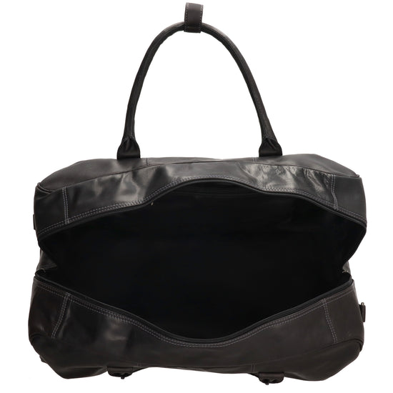 Reisetasche 54 x 32 in Schwarz aus Leder mit Reißverschluss - leder-accessoires.com