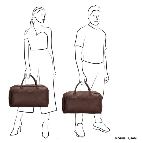 Reisetasche 54 x 32 in Braun aus Leder mit Reißverschluss - leder-accessoires.com