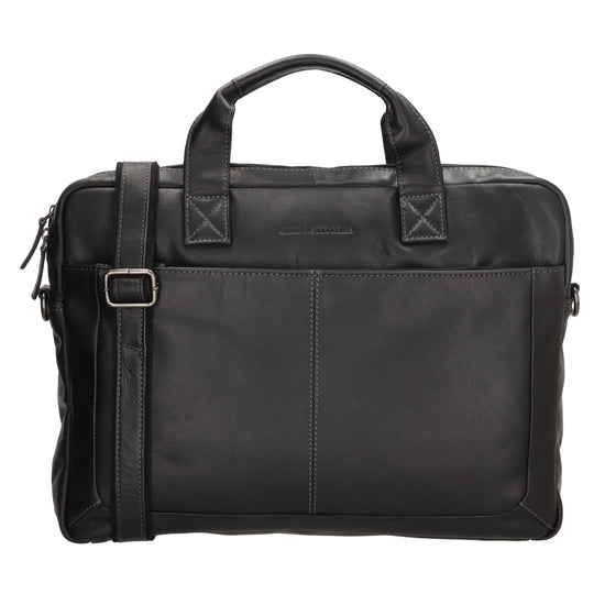Business-| Laptoptasche 42x29x7cm in Schwarz mit Reißverschluss - leder-accessoires.com