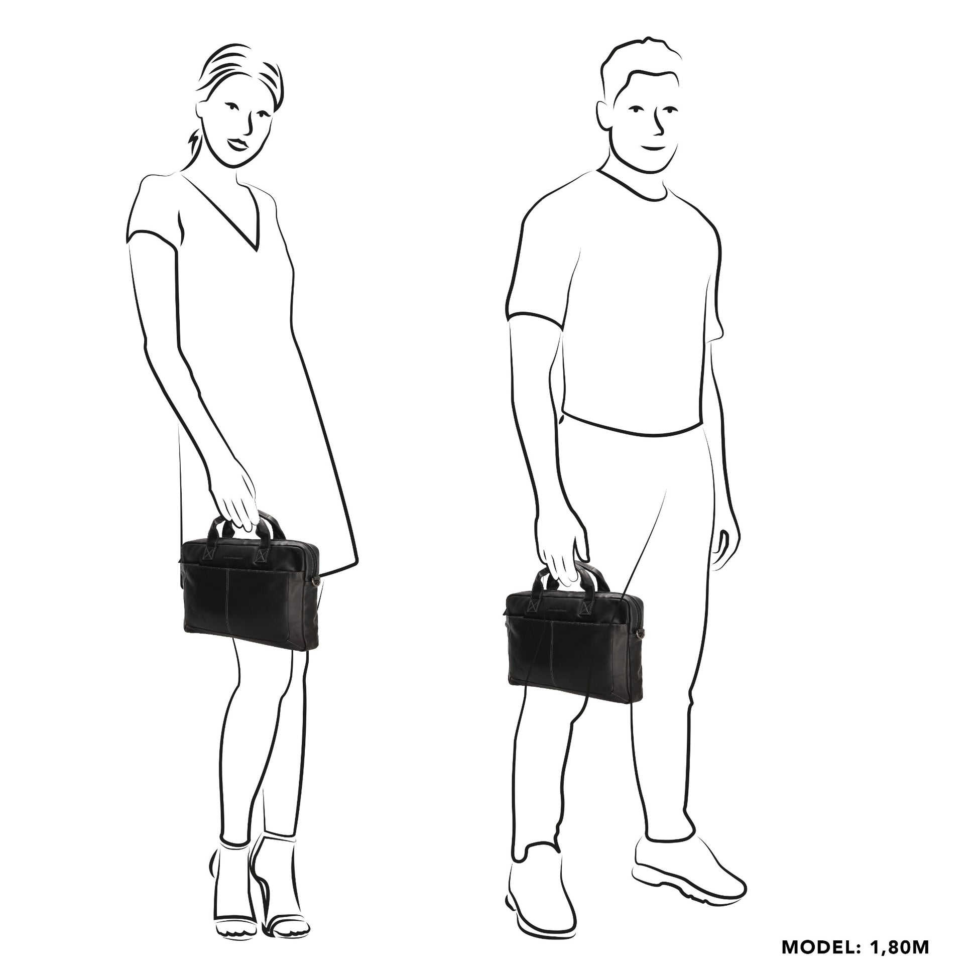 Business-| Laptoptasche 42x29x7cm in Schwarz mit Reißverschluss - leder-accessoires.com