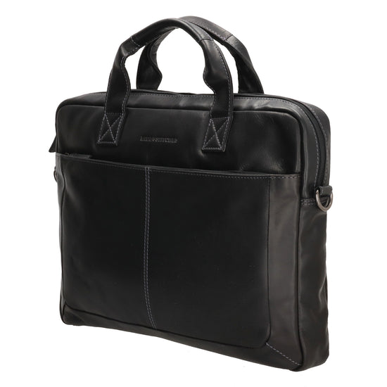 Business-| Laptoptasche 42x29x7cm in Schwarz mit Reißverschluss - leder-accessoires.com