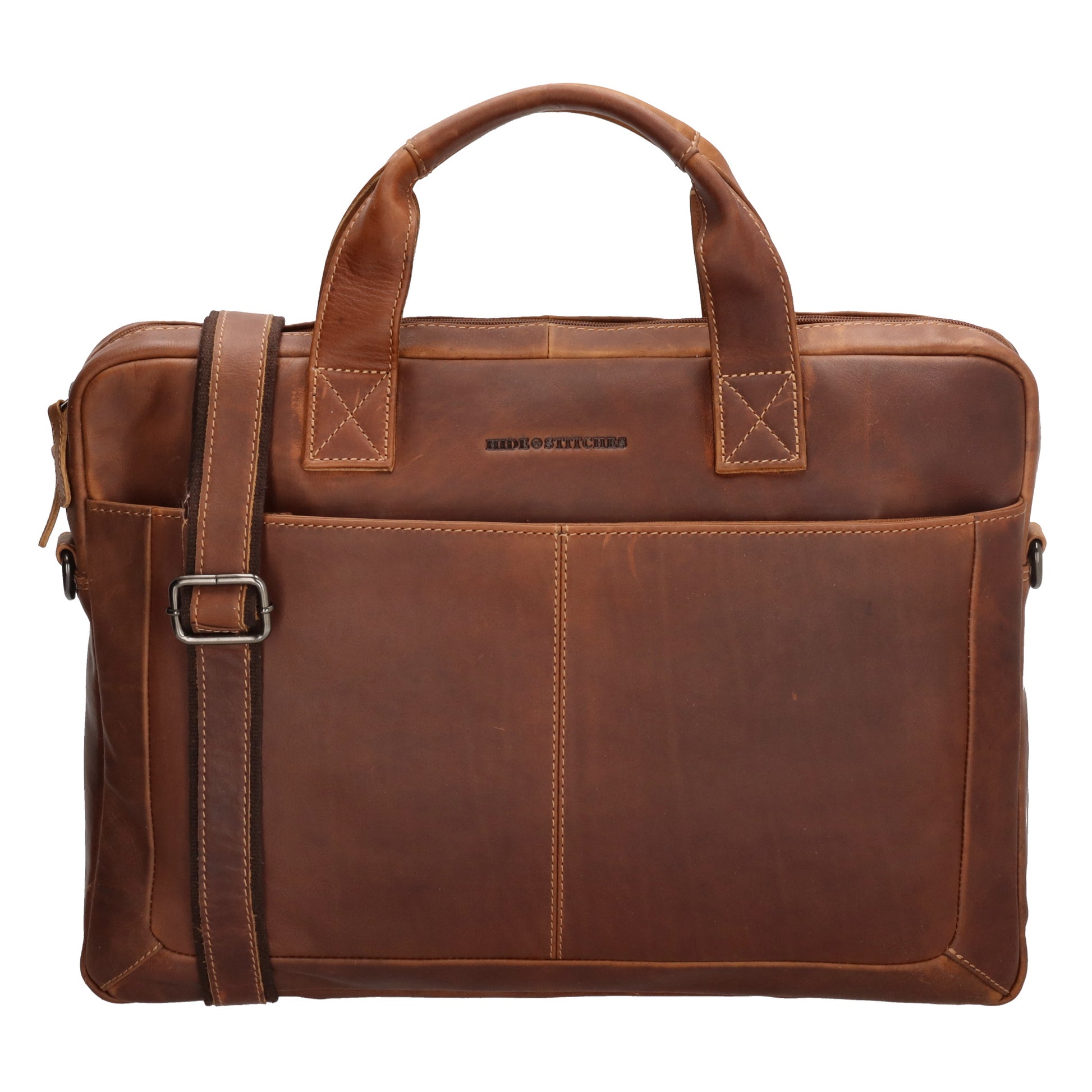 Business-| Laptoptasche 42x29x7cm in Cognac mit Reißverschluss - leder-accessoires.com