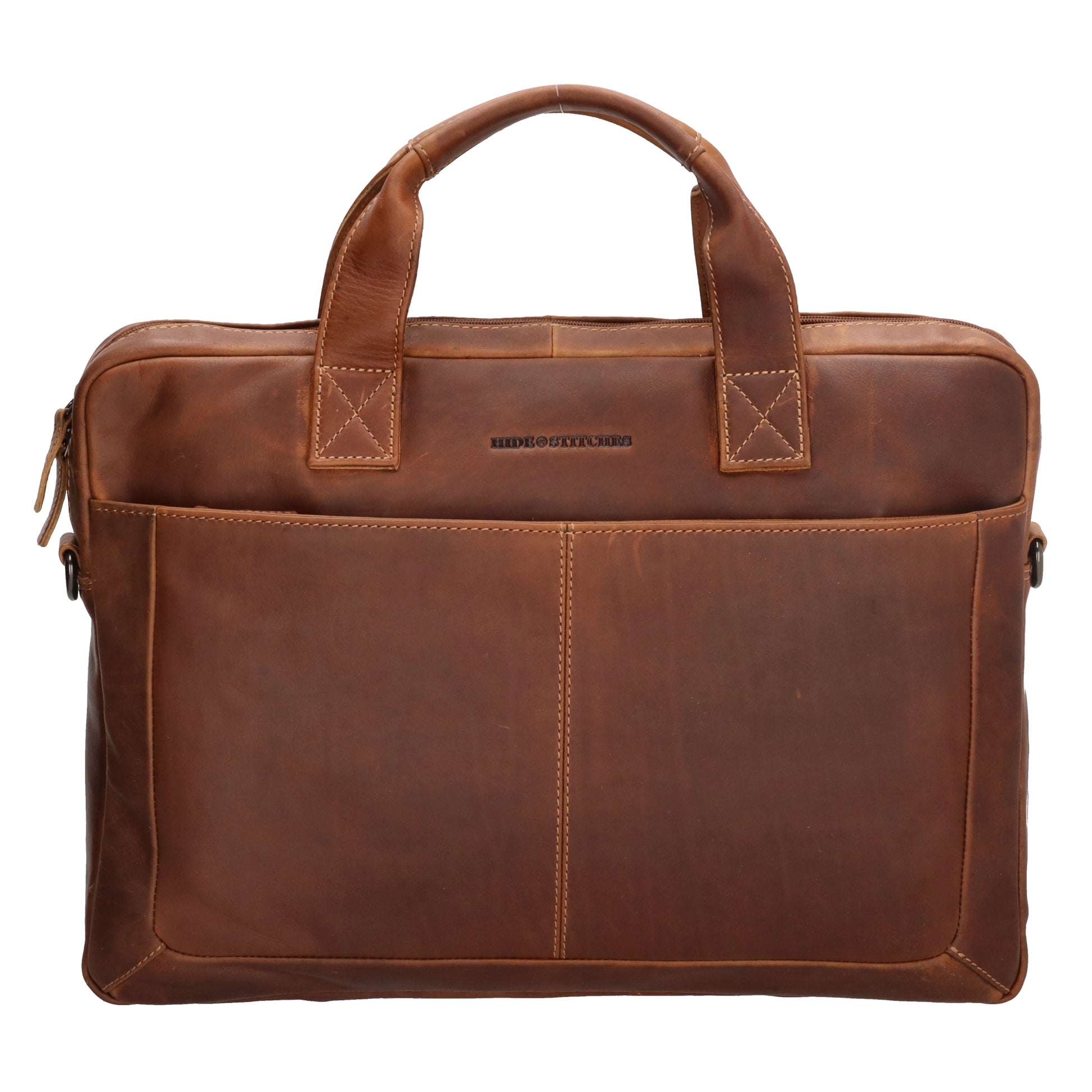 Business-| Laptoptasche 42x29x7cm in Cognac mit Reißverschluss - leder-accessoires.com