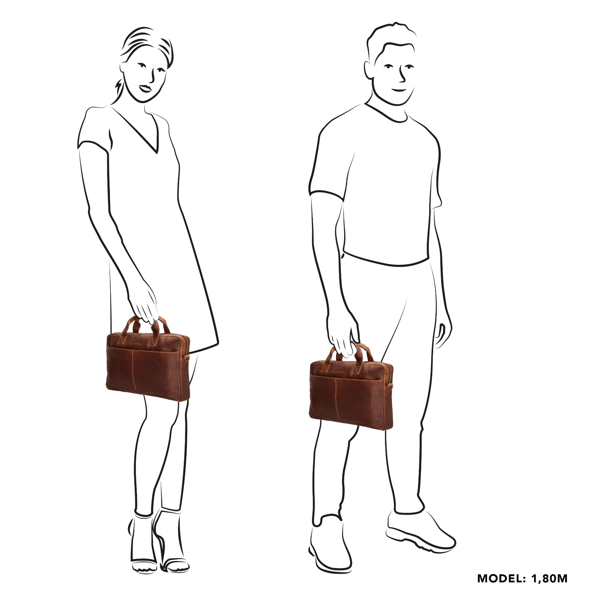 Business-| Laptoptasche 42x29x7cm in Cognac mit Reißverschluss - leder-accessoires.com