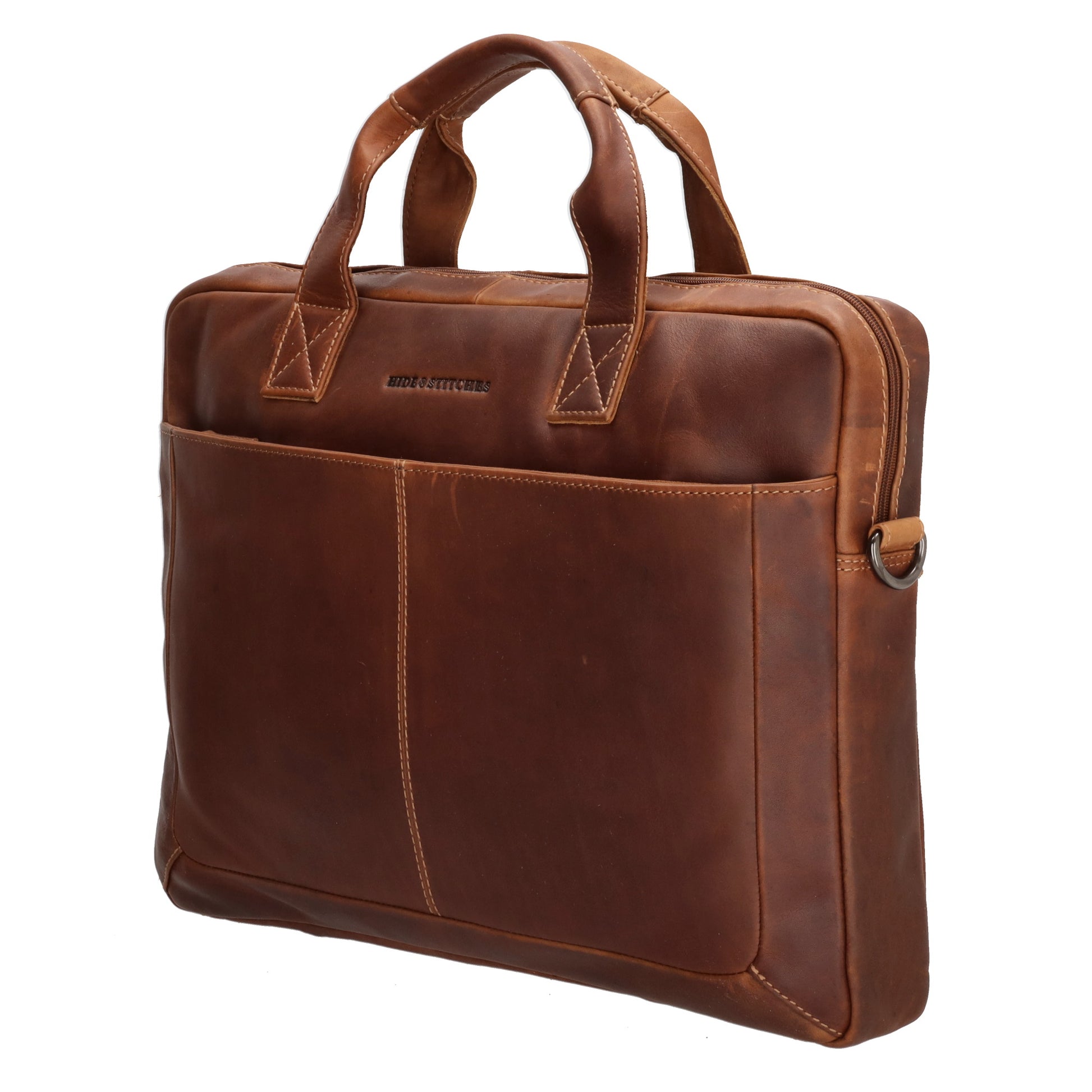 Business-| Laptoptasche 42x29x7cm in Cognac mit Reißverschluss - leder-accessoires.com