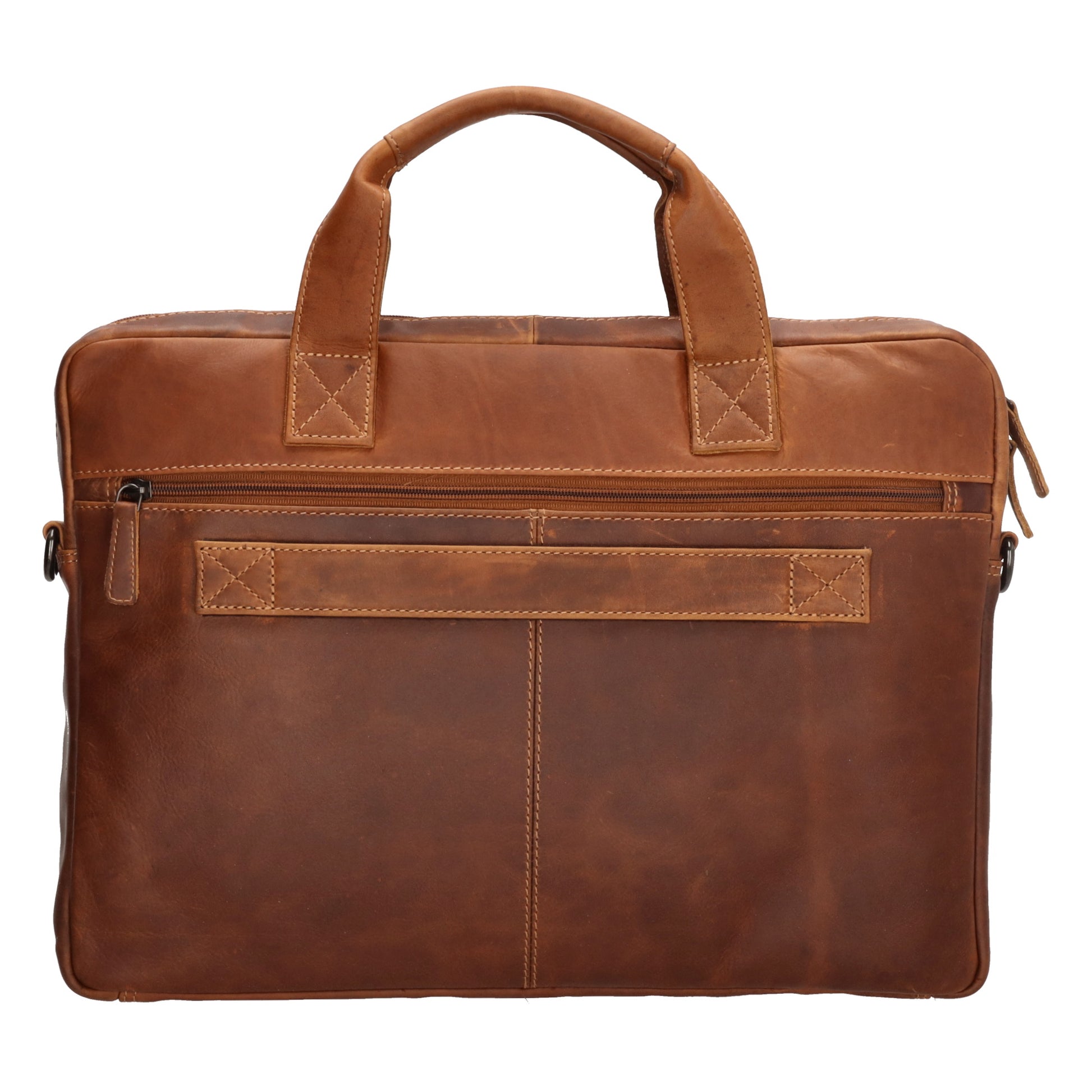 Business-| Laptoptasche 42x29x7cm in Cognac mit Reißverschluss - leder-accessoires.com
