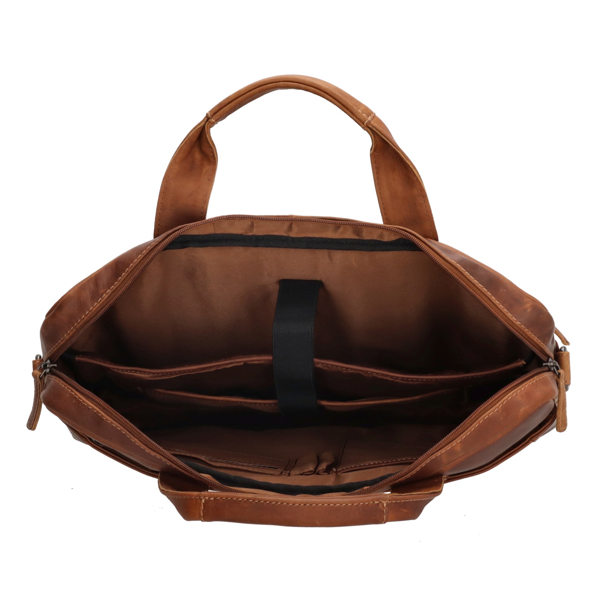 Business-| Laptoptasche 42x29x7cm in Cognac mit Reißverschluss - leder-accessoires.com