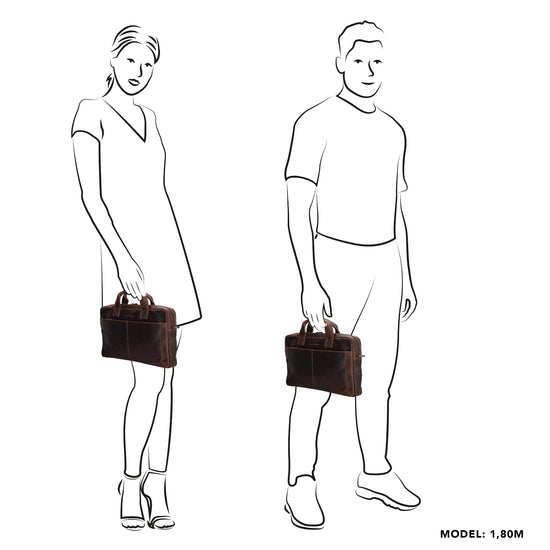 Business-| Laptoptasche 42x29x7cm in Dunkelbraun mit Reißverschluss - leder-accessoires.com
