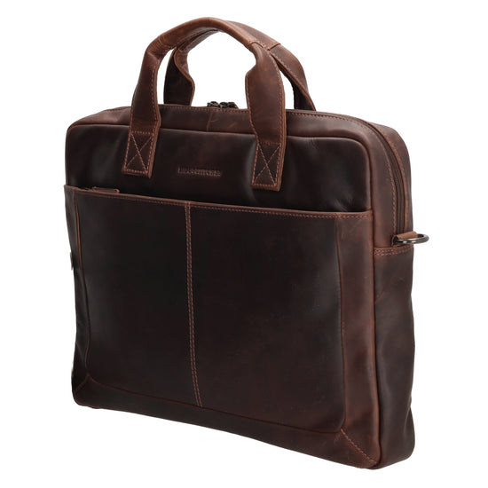 Business-| Laptoptasche 42x29x7cm in Dunkelbraun mit Reißverschluss - leder-accessoires.com