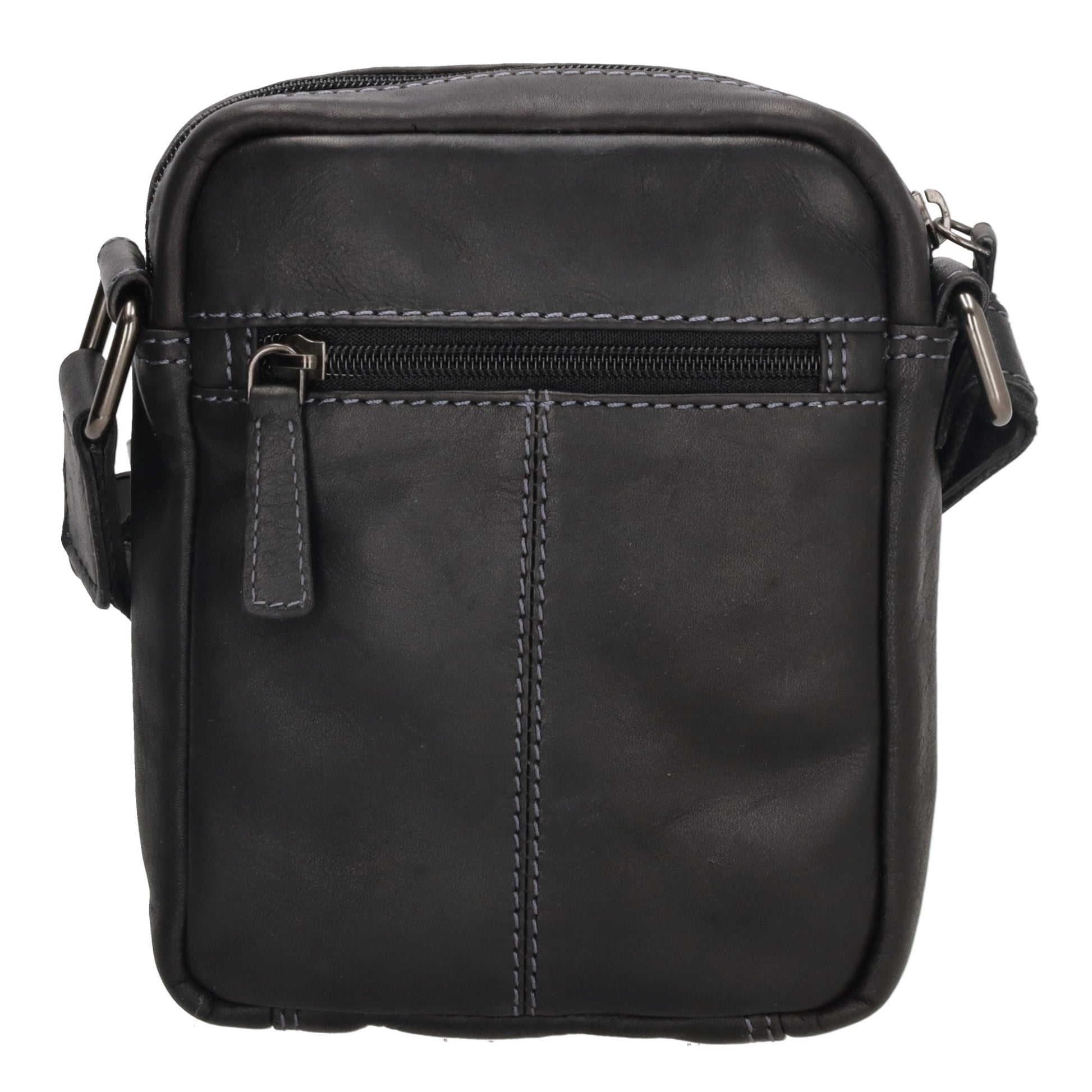 Schultertasche|Cross over 18x14,5cm in Schwarz aus Leder mit Reißverschluss - leder-accessoires.com