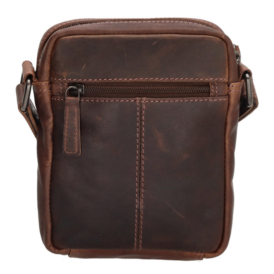 Schultertasche|Cross over 18x14,5cm in Braun aus Leder mit Reißverschluss - leder-accessoires.com