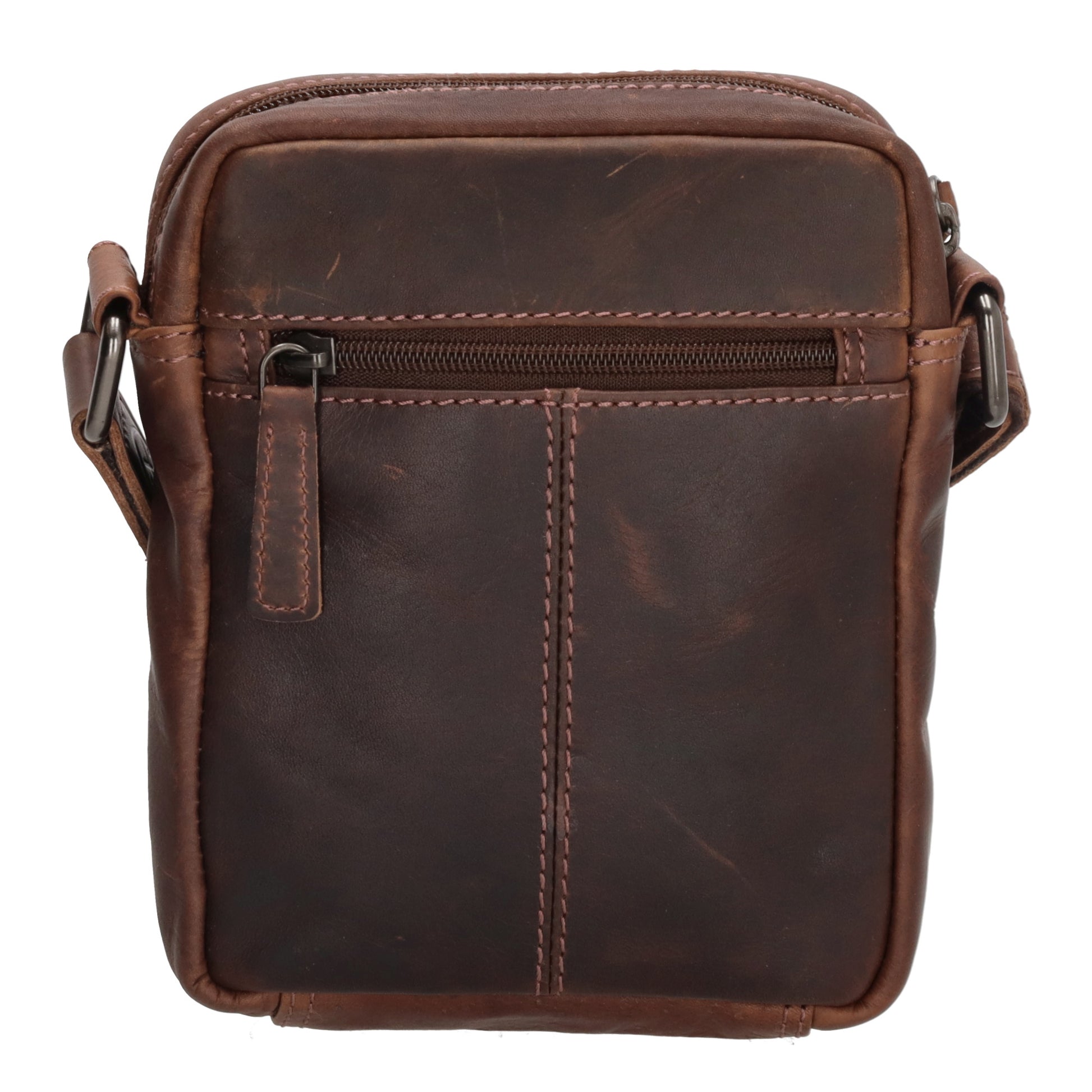 Schultertasche|Cross over 18x14,5cm in Braun aus Leder mit Reißverschluss - leder-accessoires.com