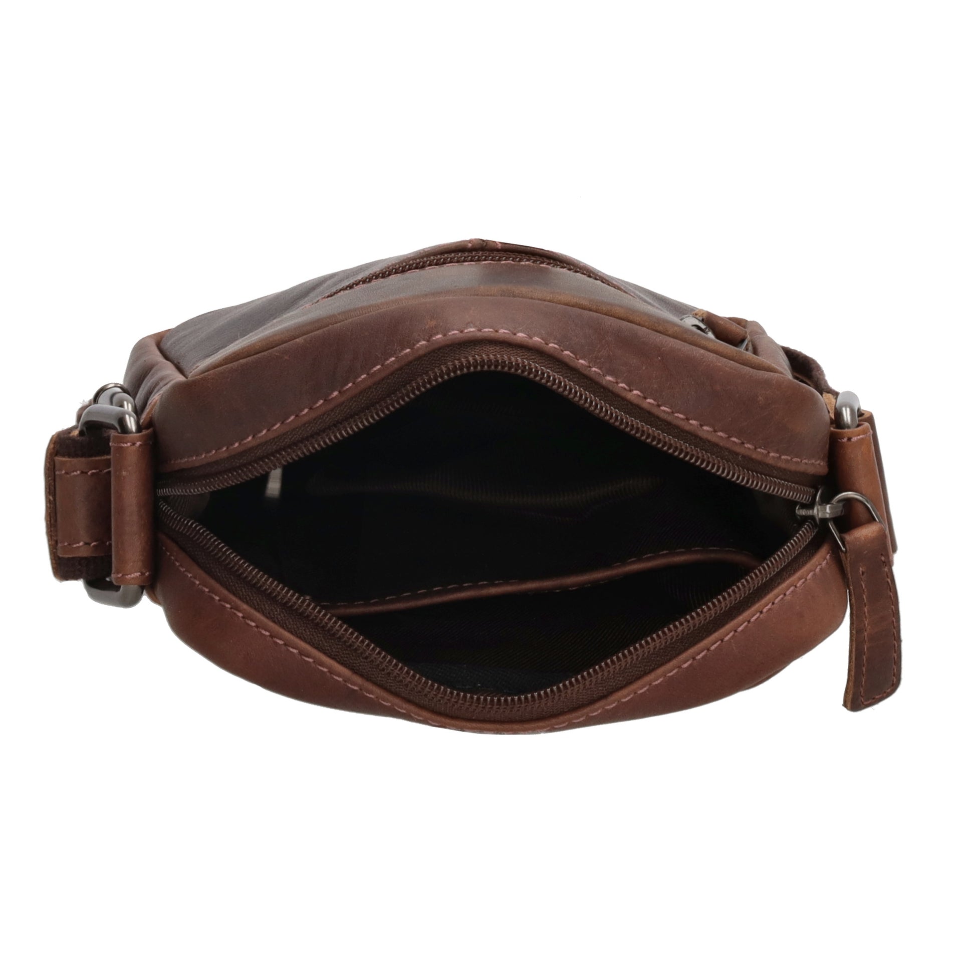 Schultertasche|Cross over 18x14,5cm in Braun aus Leder mit Reißverschluss - leder-accessoires.com