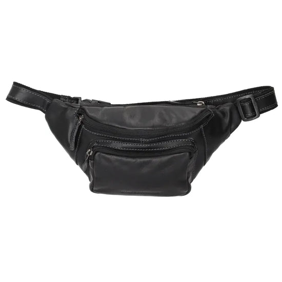 Leder Bodybag  23x13 cm in Schwarz mit Vortasche - leder-accessoires.com