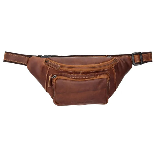 Leder Bodybag  23x13 cm in Cognac mit Vortasche - leder-accessoires.com