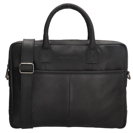 Businesstasche 39x31cm in Schwarz aus Leder mit Reißverschluss - leder-accessoires.com