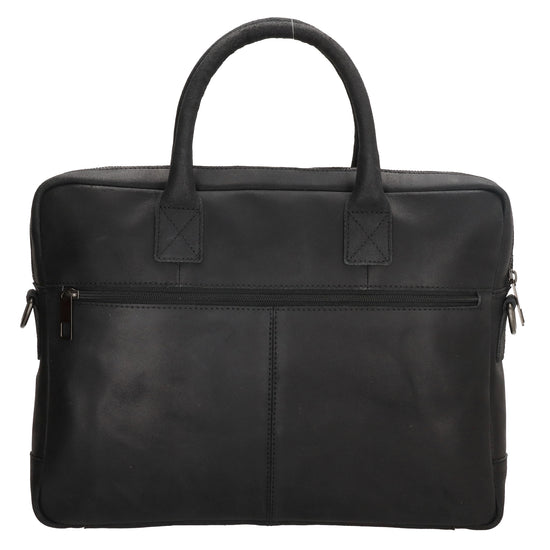 Businesstasche 39x31cm in Schwarz aus Leder mit Reißverschluss - leder-accessoires.com