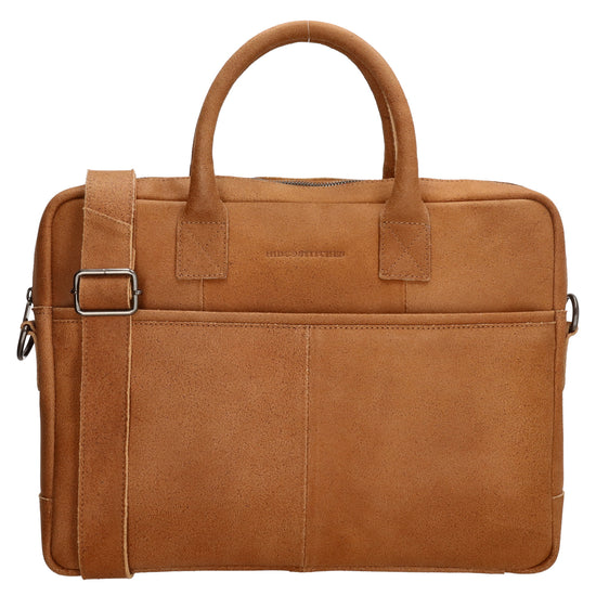 Businesstasche 39x31cm in Cognac aus Leder mit Reißverschluss - leder-accessoires.com