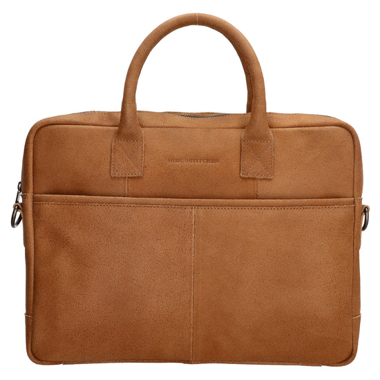 Businesstasche 39x31cm in Cognac aus Leder mit Reißverschluss - leder-accessoires.com