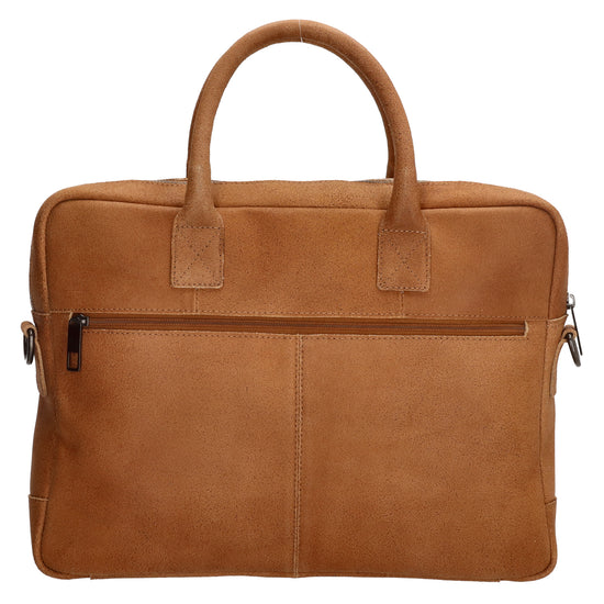 Businesstasche 39x31cm in Cognac aus Leder mit Reißverschluss - leder-accessoires.com